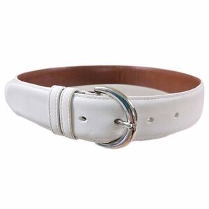 Coach White Leather Belt with Silver Buckle